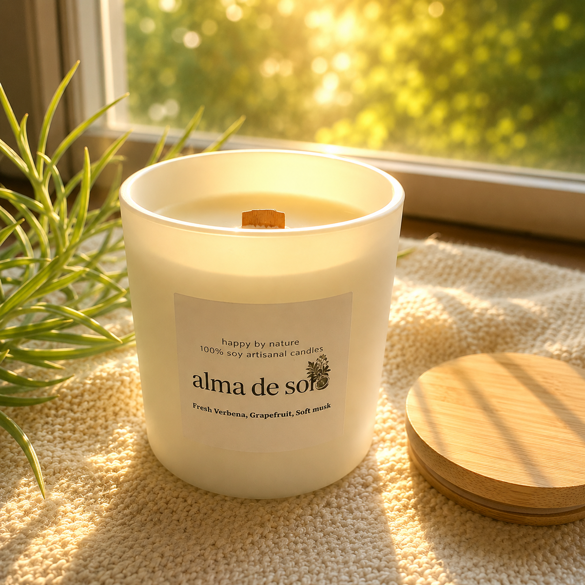 Alma de Sol candle, fresh verbena, grapefruit and soft musk