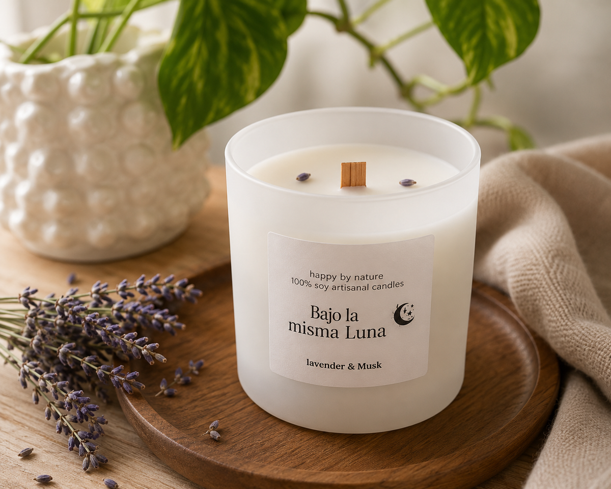 Bajo la misma Luna candle, lavender and white musk