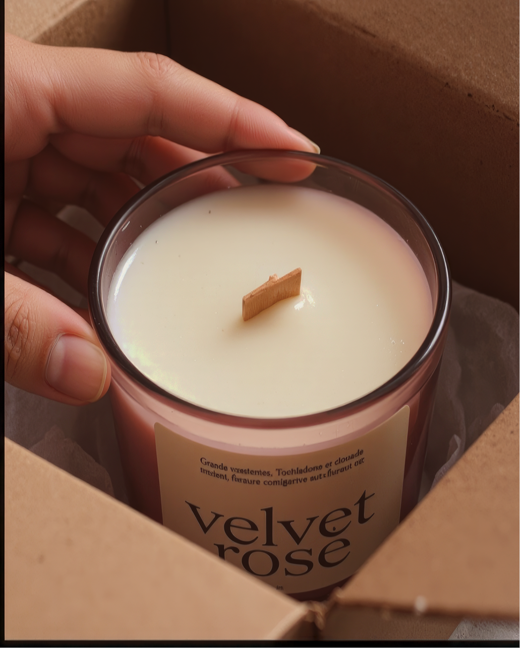 Velvet Rose just unboxed and held from above